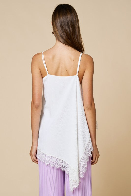 Asymmetrical Cami With Lace Trim