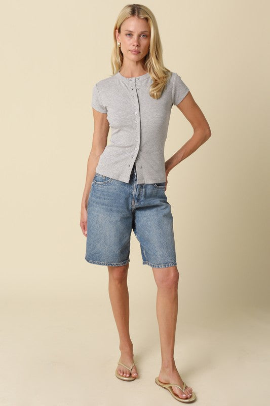 Sculpt Button-front Knit Top