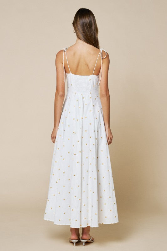 Star Embroidery Fit & Flare Maxi Dress