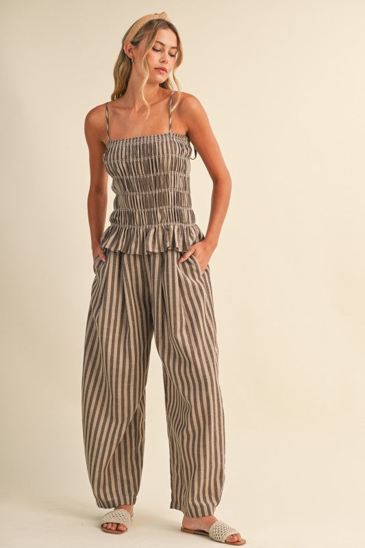 Striped Peplum jumpsuit